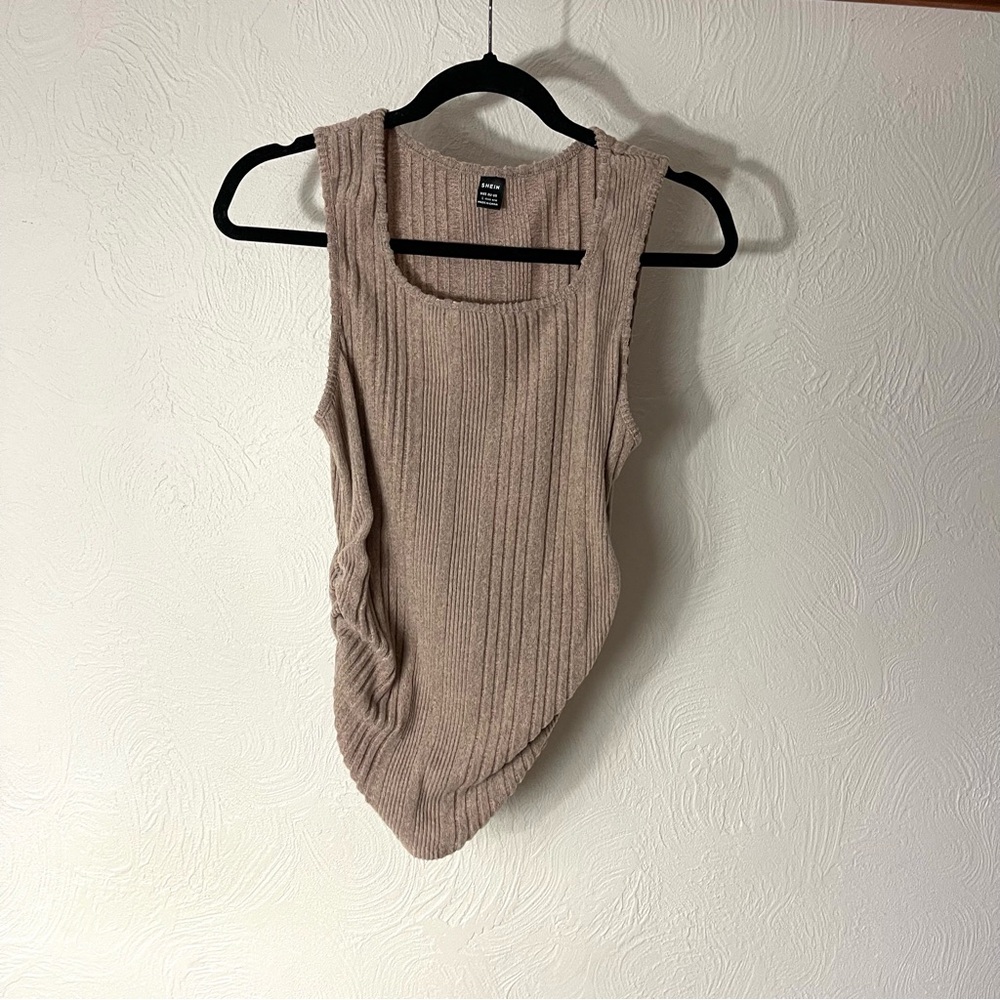 SHEIN Beige Ribbed Tank Top